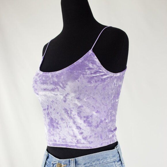 Crushed velvet, cropped tank top - Picture 3 of 7